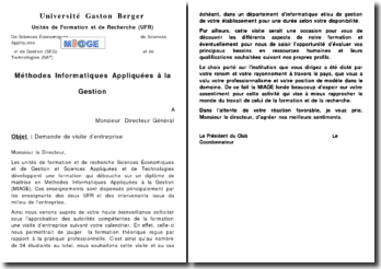 Lettre De Demande De Visite Dune Association  Exemple de Lettre