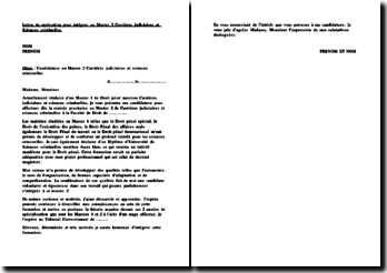 Lettre de motivation pour intégrer un Master 2 Carrières 