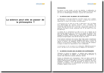 Dissertation peut on se passer de la philosophie