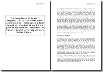 Dissertation de philosophie sur la conscience bergson
