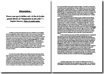 Dissertation sur ionesco notes et contre notes