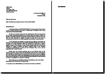 Lettre De Motivation Licence Economie Et Gestion  Exemple de Lettre