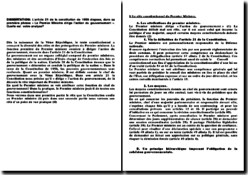Dissertation droit constitutionnel le premier ministre